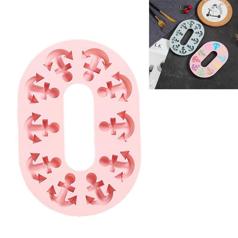 6 PCS Anchor Chain Chocolate Candy Cake Baking Mold Silicone Ice Tray Mold (Pink)