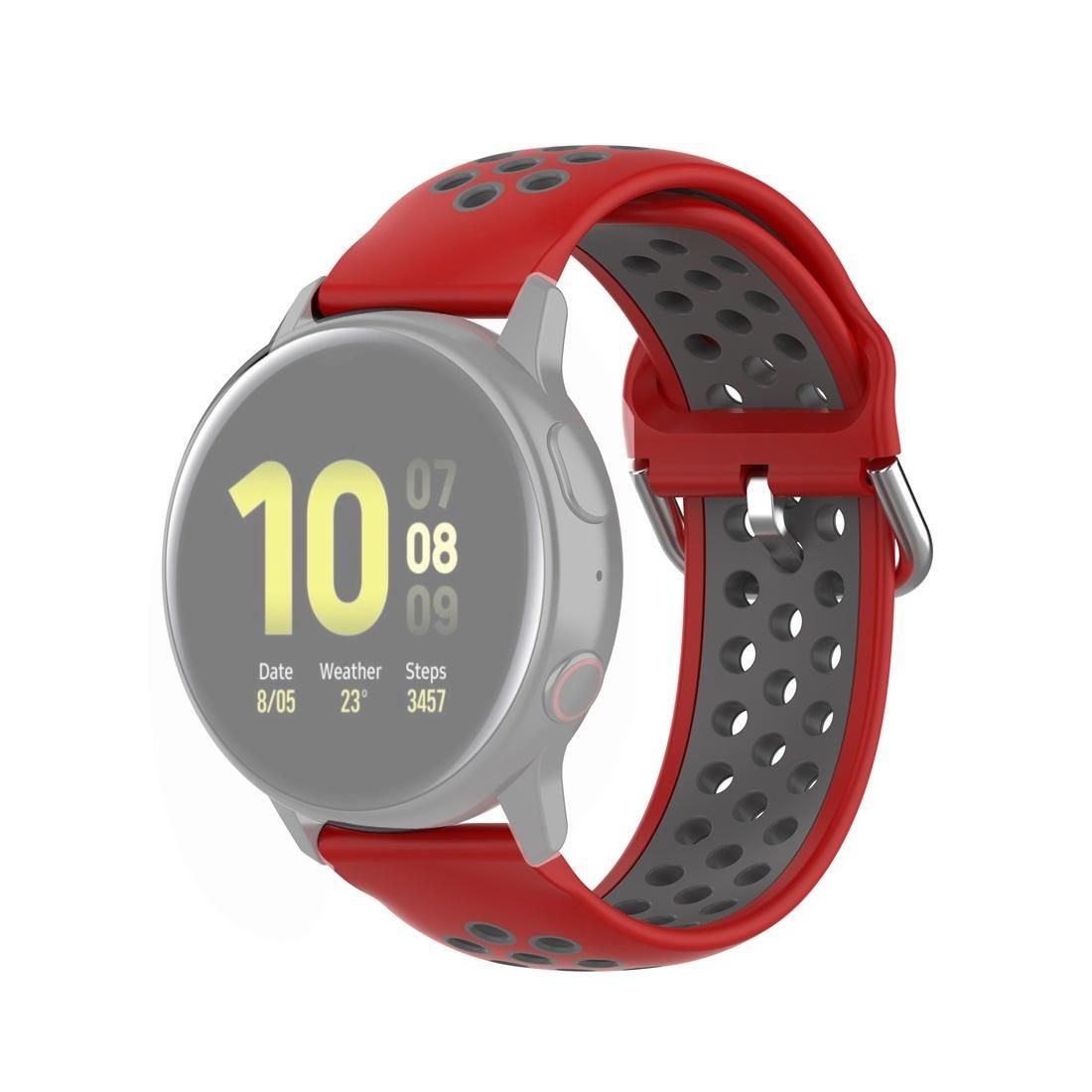 For Galaxy Watch Active2 / Active 20mm Clasp Two Color Sport Wrist Strap Watchband (Red + Grey)