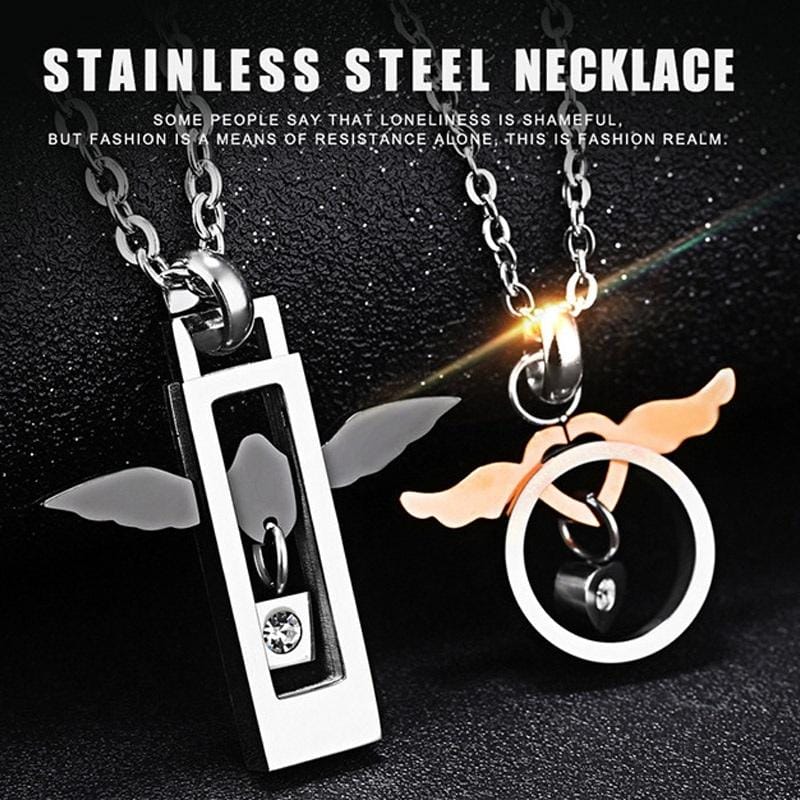 OPK Fashion Angel Love Couple Titanium Steel Necklace Pendant without Chain (Women)