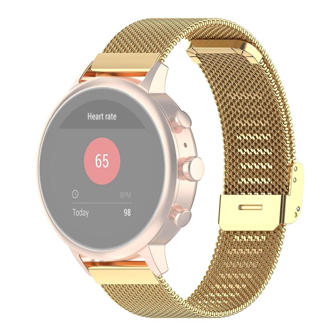 18mm Metal Mesh Wrist Strap Watch Band for Fossil Female Sport / Charter HR / Gen 4 Q Venture HR (Gold)