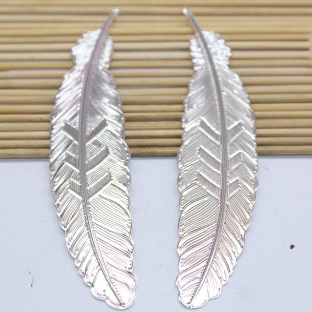 10 PCS Feather Leaf Metal Bookmark Children Student Gift Stationery School Office Supplies (Silver)