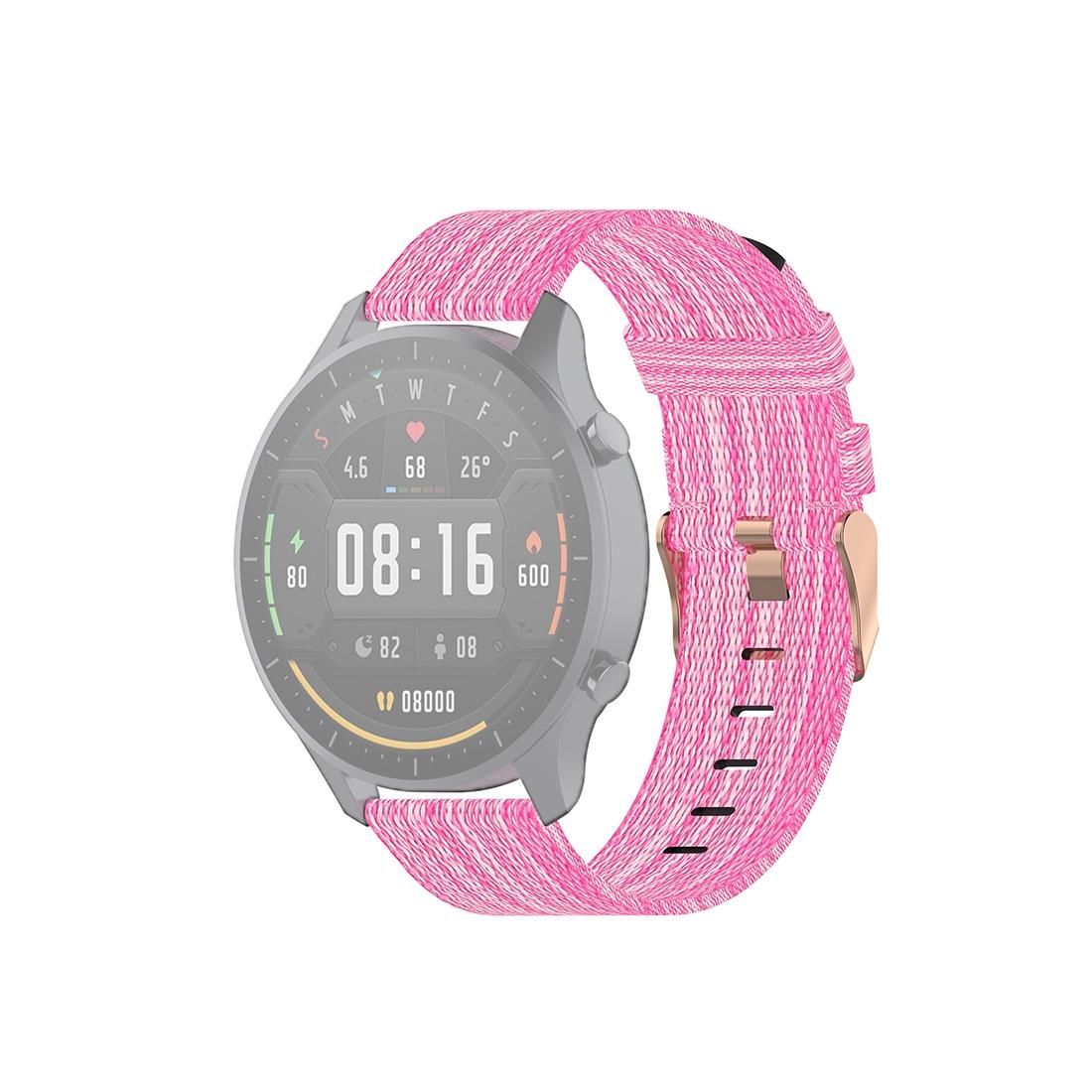 For Xiaomi Watch Color 22mm Nylon Denim Wrist Strap Watchband (Pink)