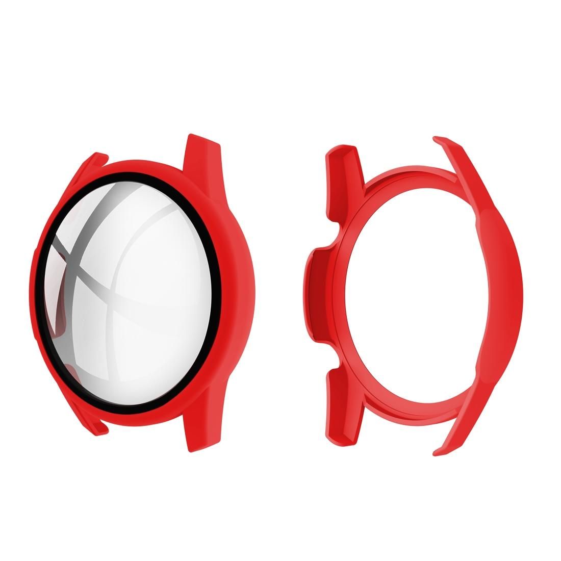 For Huawei watch GT2 46MM oil-injected PC Shell +9H Tempered Glass Film Integrated Protective Shell (Red)