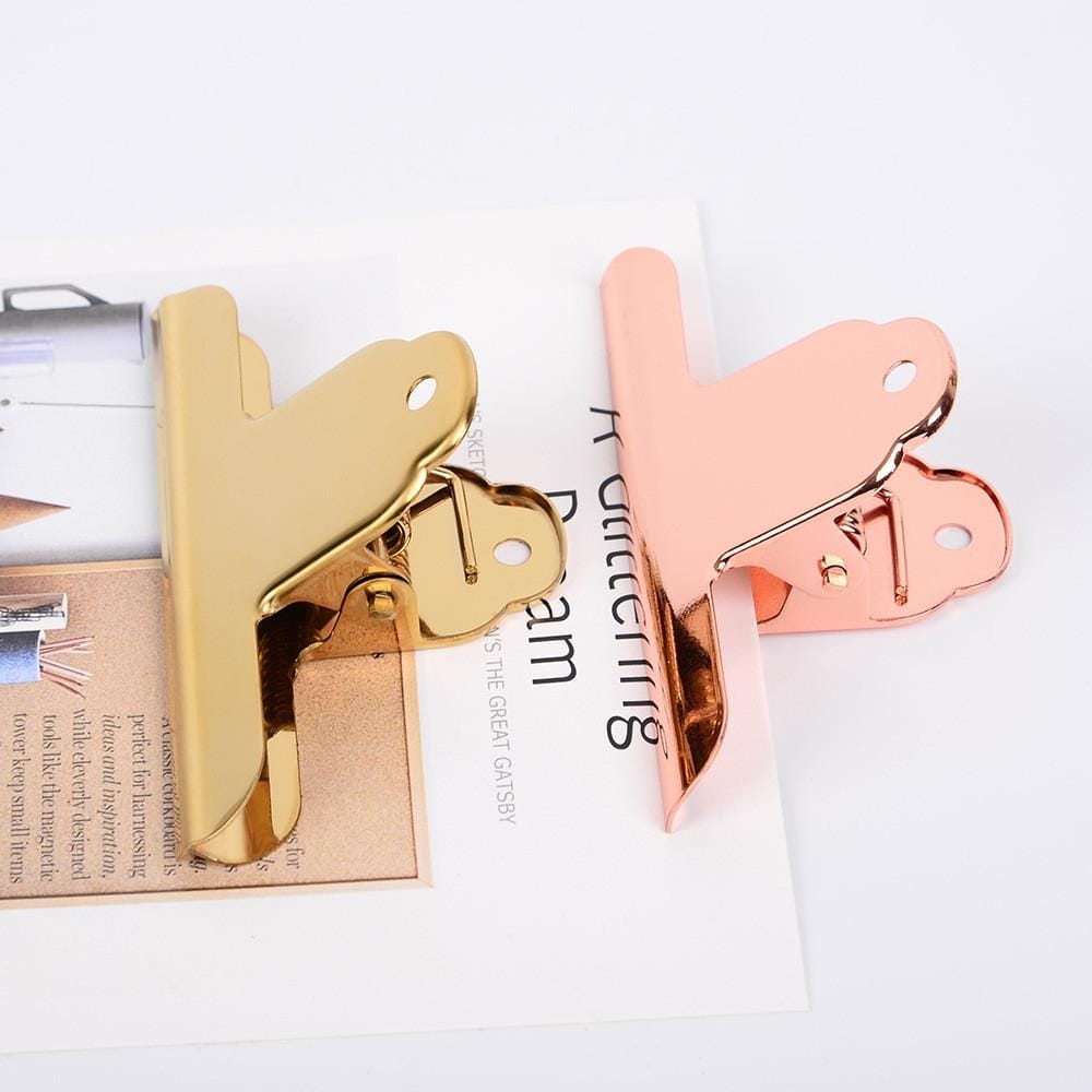 Stainless Steel Large Dovetail Clip Seal Clip Book Clip Folder Seal Clip Bill Clip (Rose Gold)
