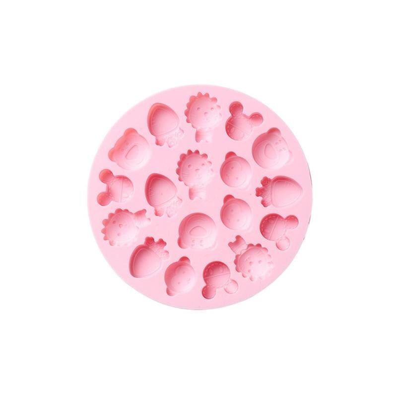 10 PCS Round Cartoon Soft Candy Jelly Steamable Silicone Mold Ice Cream Chocolate Dripping Mold, Style:Lion Carrot (Blue)