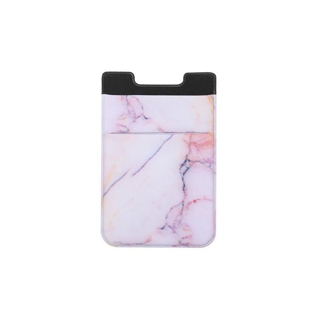 Marble Pattern Road Stretch Phone Back Plastic Card Holder Sticky Phone Clip (Pink)