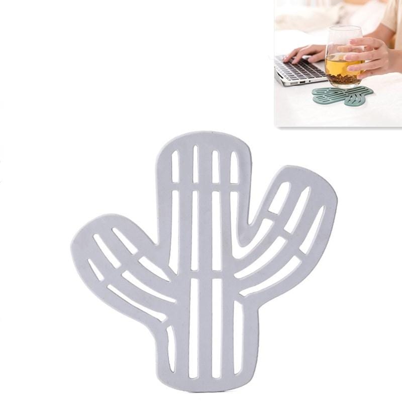 2 PCS Cactus Shape Anti-Scalding Tea Coaster Creative Home Non-Slip Insulation Pad Water Cup Bowl Mat (Gray)