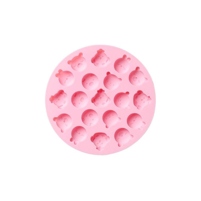 10 PCS Round Cartoon Soft Candy Jelly Steamable Silicone Mold Ice Cream Chocolate Dripping Mold, Style:Bunny Bear (Blue)