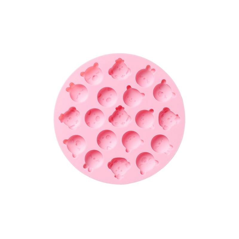 10 PCS Round Cartoon Soft Candy Jelly Steamable Silicone Mold Ice Cream Chocolate Dripping Mold, Style:Bunny Bear (Pink)