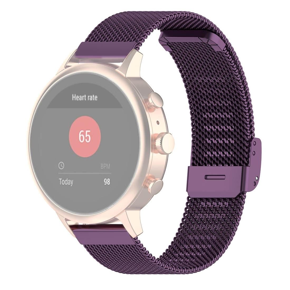 18mm Metal Mesh Wrist Strap Watch Band for Fossil Female Sport / Charter HR / Gen 4 Q Venture HR (Dark Purple)