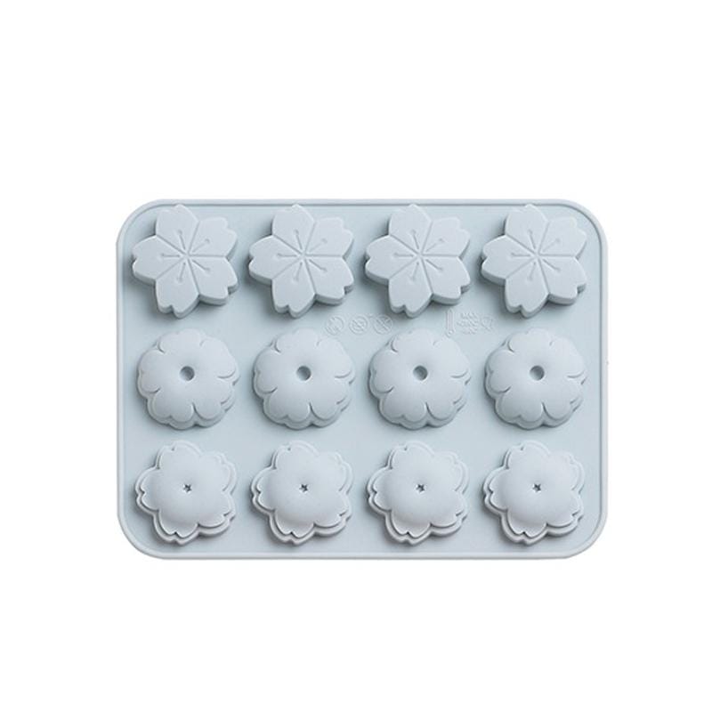 6 PCS 12 Flower-shaped Ice Cube Silicone Mold Pudding Cake Chocolate Baking Mold (Blue)