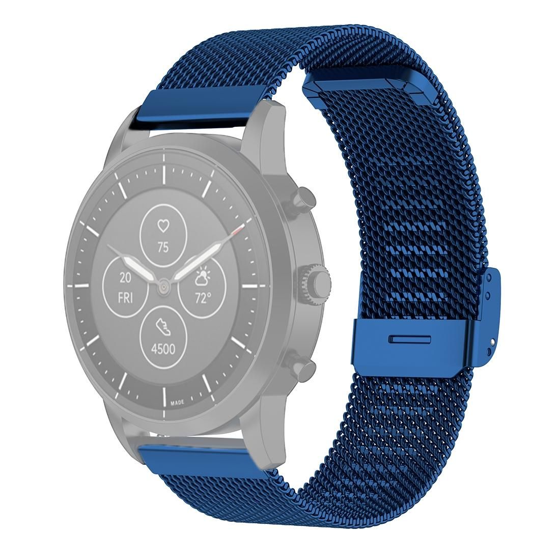 22mm Metal Mesh Wrist Strap Watch Band for Fossil Hybrid Smartwatch HR, Male Gen 4 Explorist HR, Male Sport (Dark Blue)