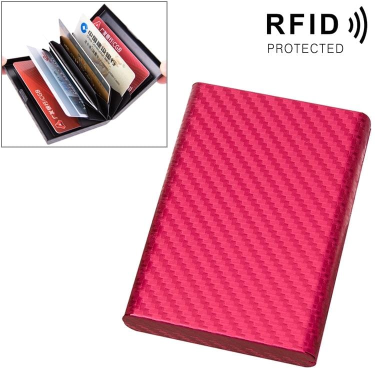 Aluminum Alloy Credit Card Bank Card Security Anti Magnetic Large Capacity Card Holder (Carbon Red)