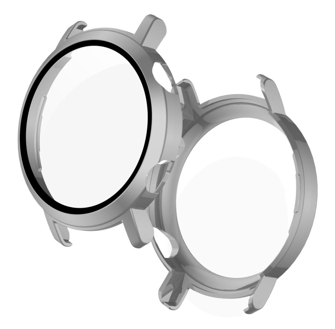 2 in 1  Tempered Glass Screen Protector + Fully Plating PC Case, Size:For Huawei Watch GT2 42mm (Gray)