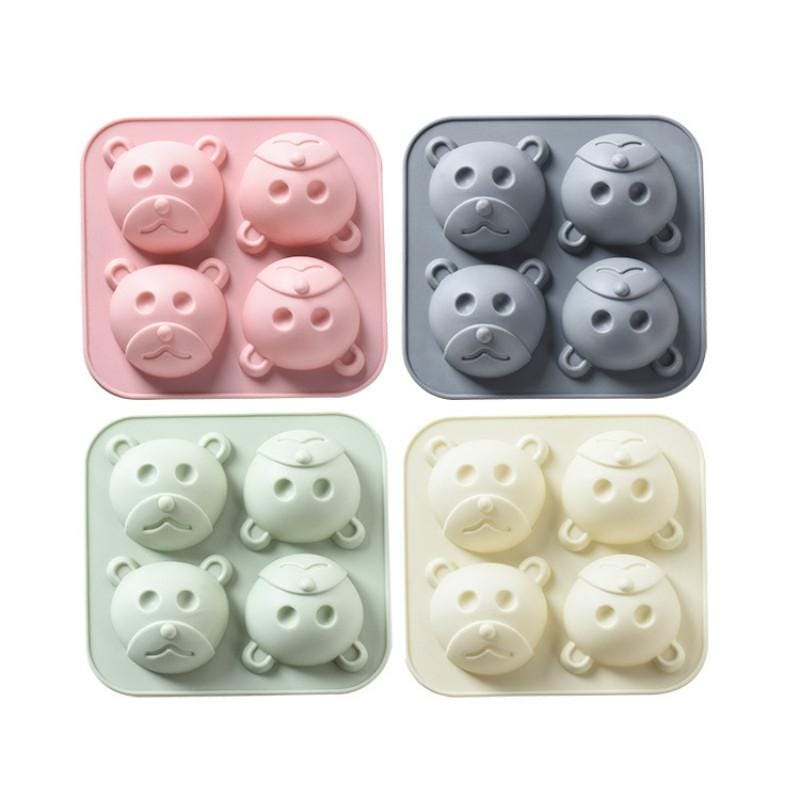 6 PCS Bear Silicone Ice Tray Cake Mold Jelly Pudding Rice Cake Chocolate Baking Mold (Green)