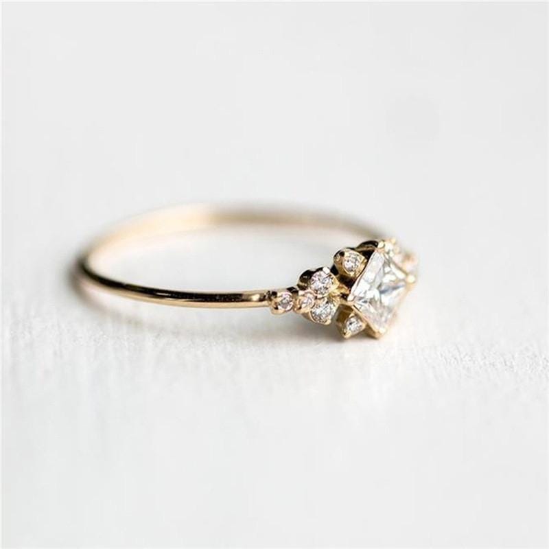 Geometric Square Rings for Women Wedding Rhinestone Finger Rings Charm Jewelry, Ring Size:7
