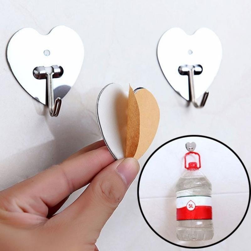 10 PCS Metal Waterproof Multifunctional Kitchen Bathroom Wall Adhesive Hook (Love)