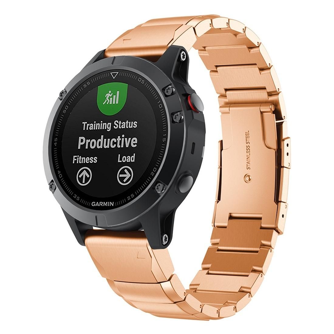 Quick Dismantling Steel Wrist Strap Watchband for Garmin Fenix 5X 26mm (Rose Gold)