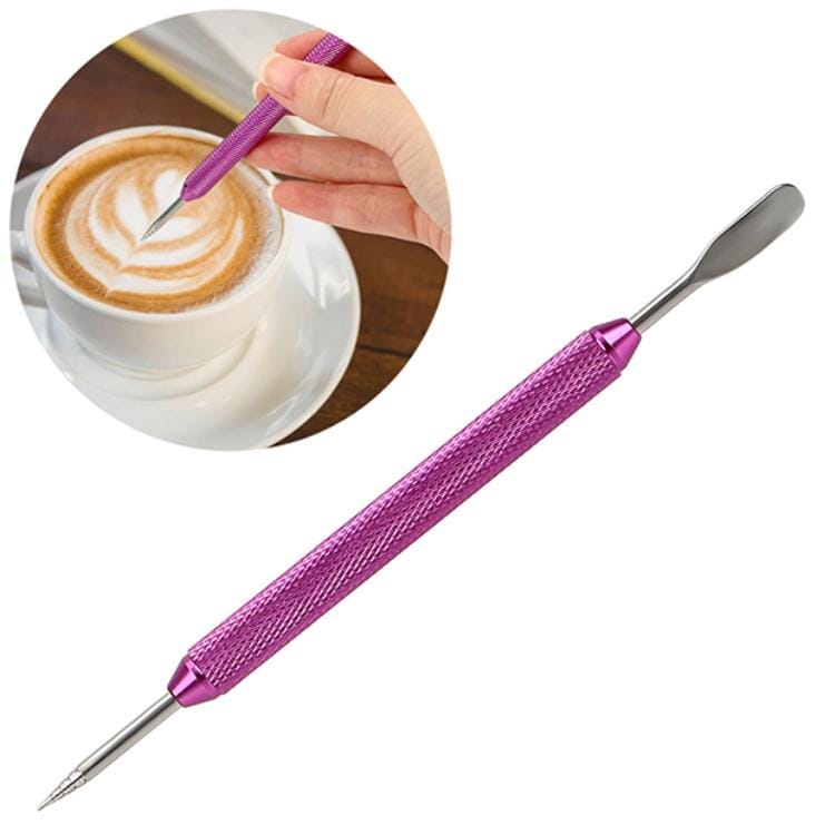 Fancy Coffee Pull Flower Needle Stainless Steel Carved Rod Crochet Flower Needle (Purple)