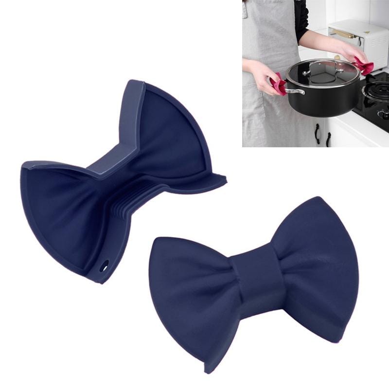 4 Pairs Bowknot Silicone Insulation Clip Creative Kitchen Practical Gadgets (Dark Blue)