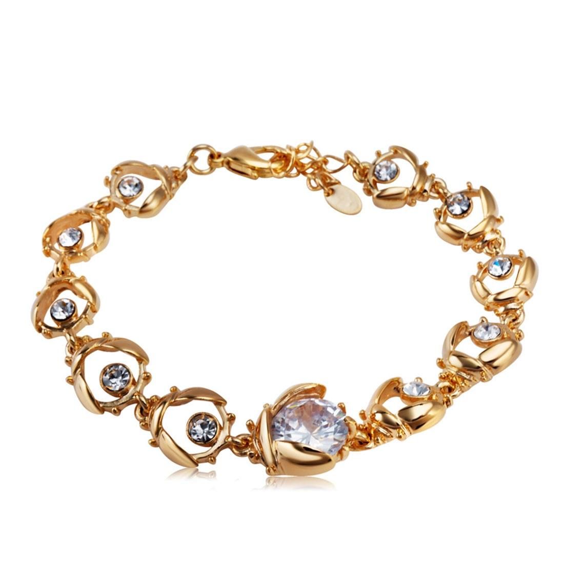 Elegant Gold-Plated Rhinestone Bracelet for Female, Chain Length: 21cm