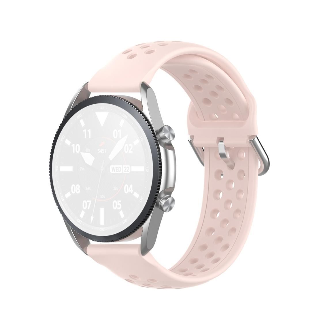 For Galaxy Watch 3 45mm Silicone Sports Solid Color Strap, Size: Free Size 22mm (Pink)