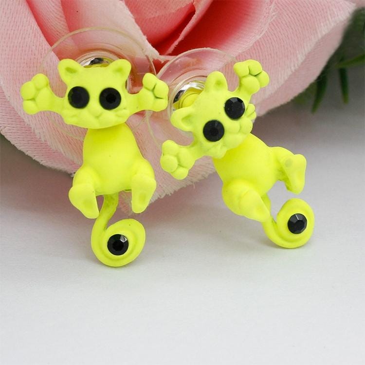 1 Pair Fashion Classic Kitten Animal Jewelry Cute Cat Stud Earrings for Girls (Magenta)