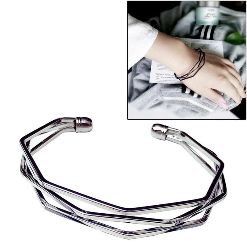 Vintage Brief Open Charms Multi-layer Cuff Bracelet Bangles (Sliver)