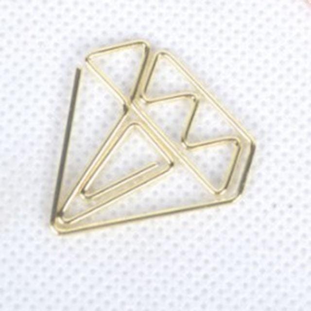 20 PCS Creative School Office Paper Clip Diamond Cute Paper Clip (Gold)