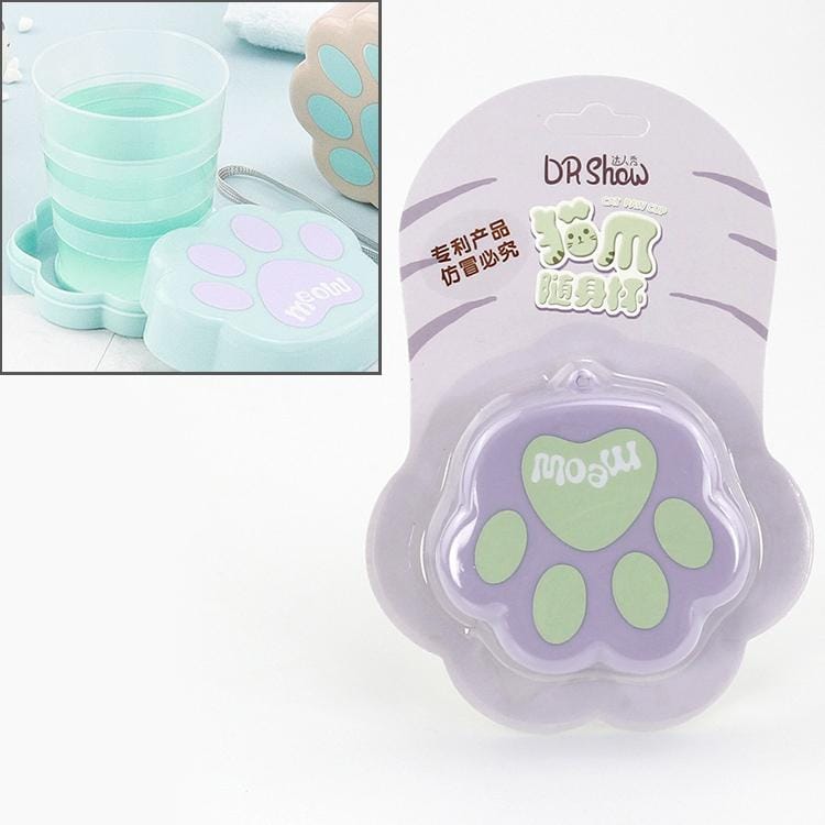 Creative Cat Paw Shape Foldable Cup Portable Travel Water Drinking Cup Mini Telescopic Cup, Capacity: 120ml (Purple)