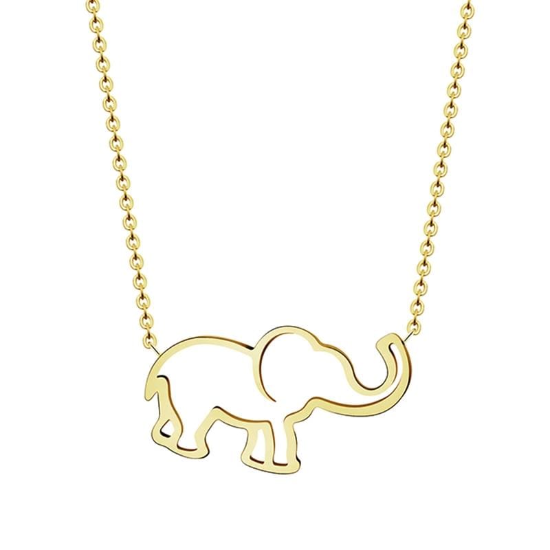 3 PCS Women Stainless Steel Origami Elephant Pendant Necklaces (Silver-color)