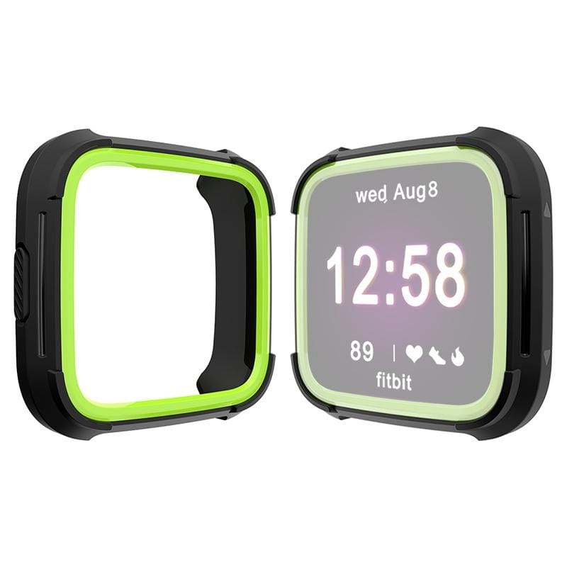 For Fitbit Versa / Versa Lite Universal Smart Watch PC + TPU Protective Case (Black+green)