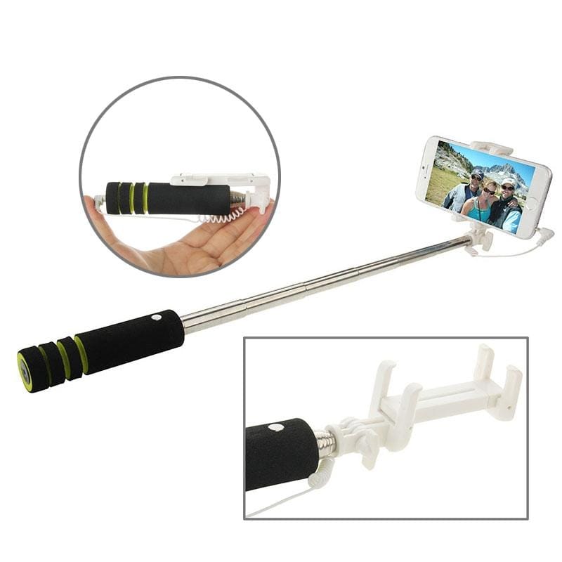 Goshot Q4 Mini Wire Controlled Selfie Stick Monopod Folding Extendable Handheld Holder for iOS & Android Phone, Max Length: 60cm (Green)