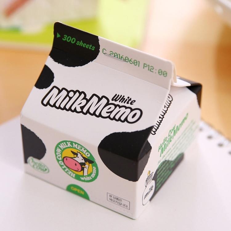 Creative Cute Milk Box Memo Note Paper Office School Supplies (Cow)