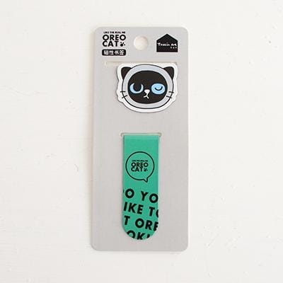 Cute Magnetic Bookmarks Paper Clip Fridge Stickers School Office Supply (Green cat)