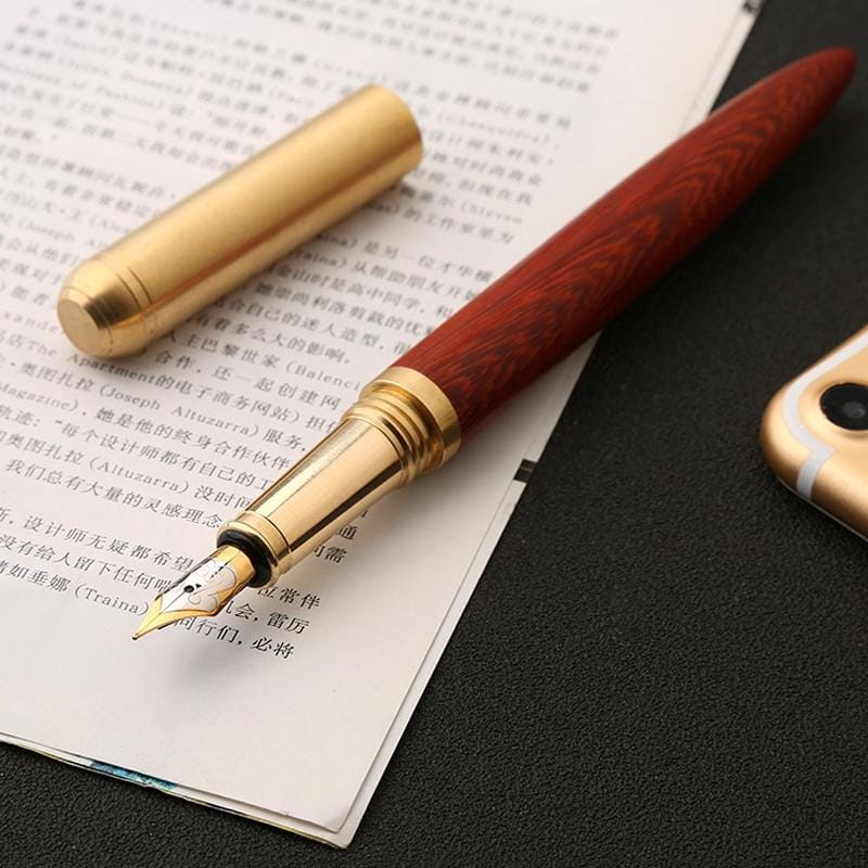 Luxury Wood Fountain Pen School Office Writing Ink Pen Stationery Gifts Supplies (Black wood)