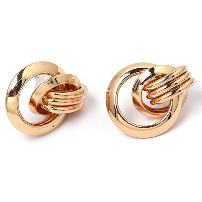 Vintage Trendy Punk Metal Circle Stud Earring for Women (Gold)