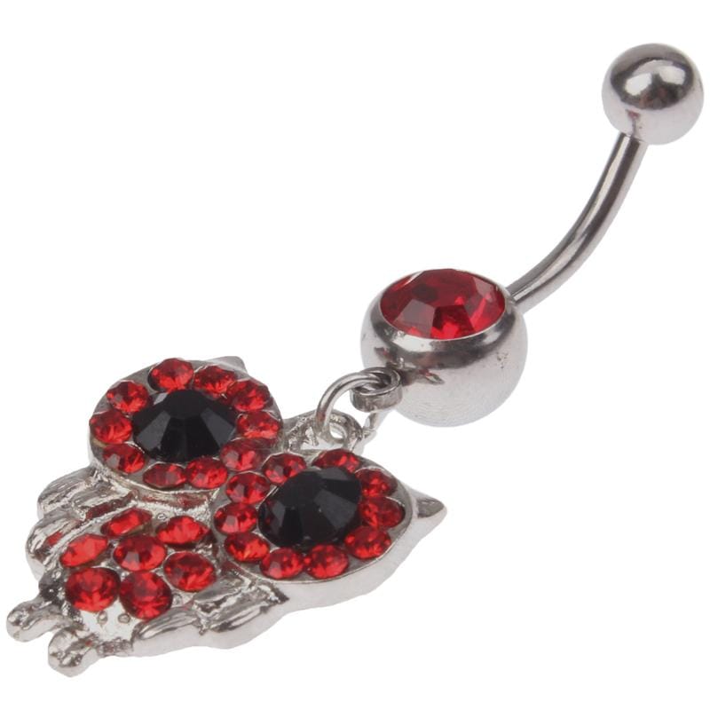 Stylish Owl Style Rhinestones Belly Button Ring Jewelry for Girl (Red)