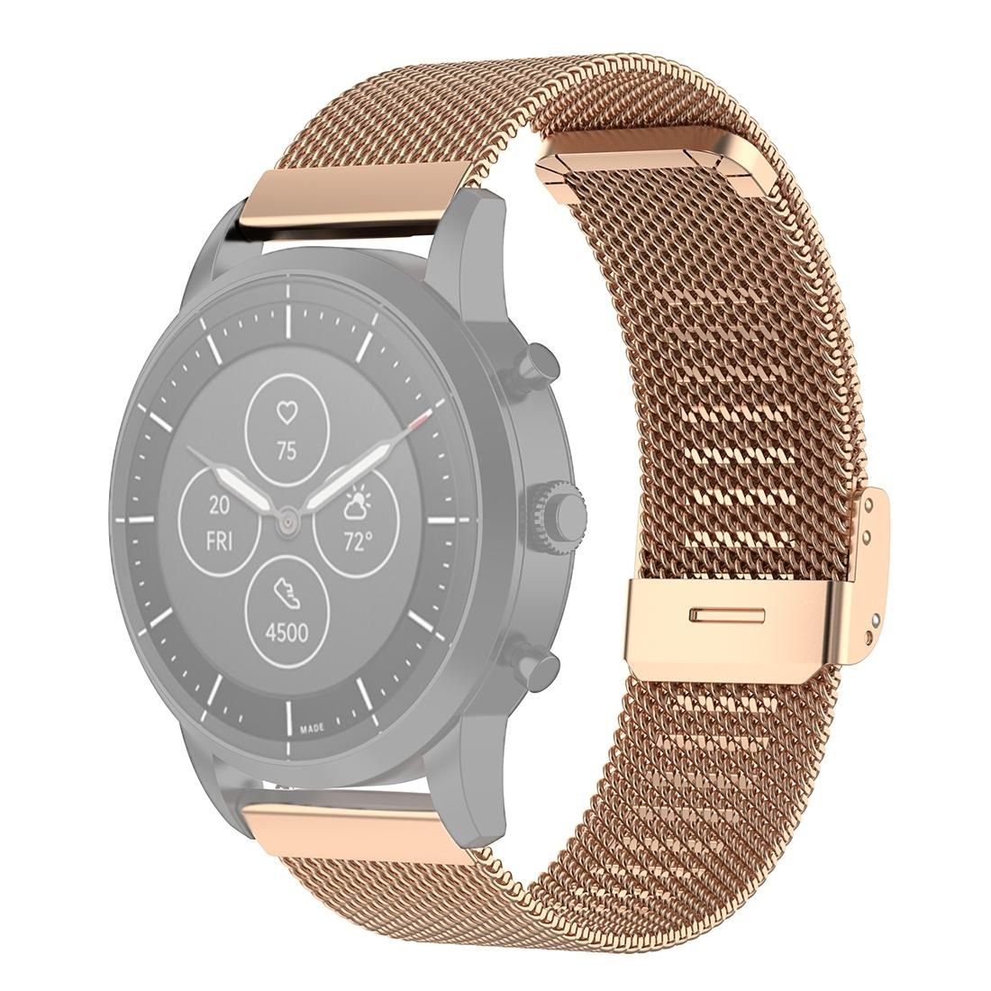 22mm Metal Mesh Wrist Strap Watch Band for Fossil Hybrid Smartwatch HR, Male Gen 4 Explorist HR, Male Sport (Rose Gold)