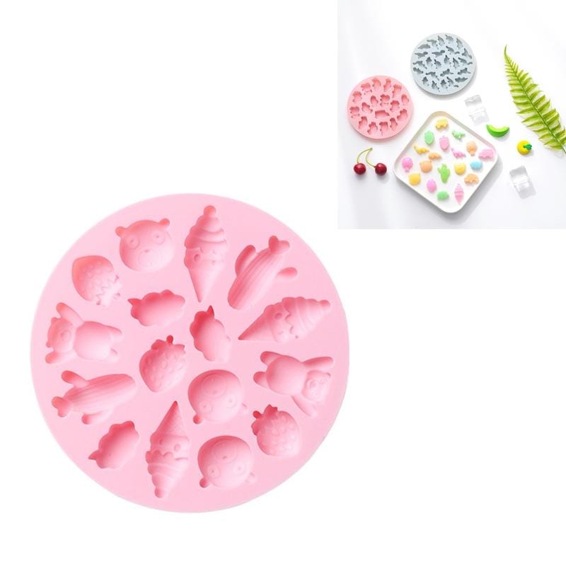 10 PCS Round Cartoon Soft Candy Jelly Steamable Silicone Mold Ice Cream Chocolate Dripping Mold, Style:Cone Cactus (Pink)