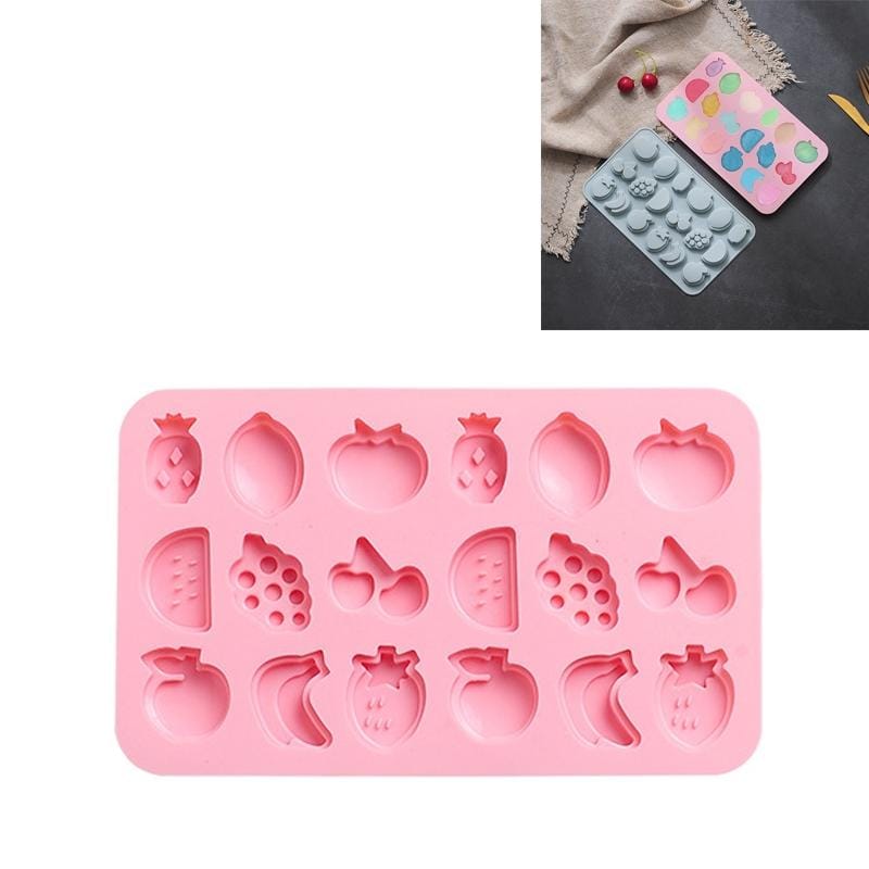 4 PCS Various Fruits Shape DIY Fondant Cake Baking Silicone Mold Handmade Soap Chocolate Candy Mold Ice Tray (Pink)