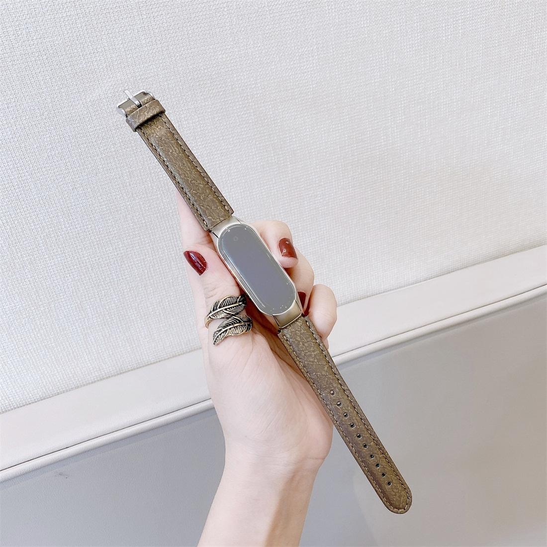 For Xiaomi Mi Band 5 Shell Texture Replacement Strap Watchband, Color:Brown