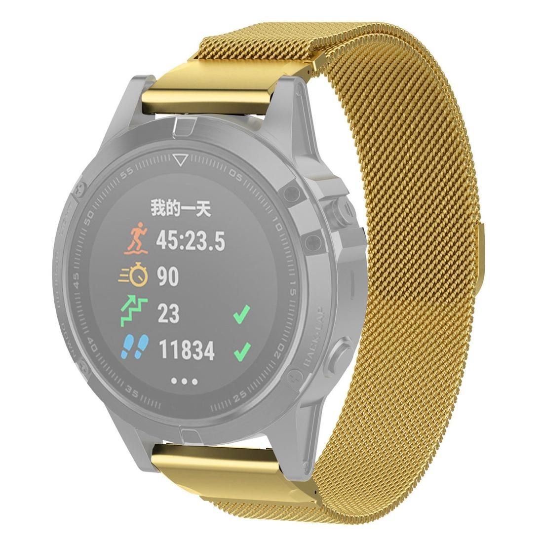 For Garmin Fenix 6S Milanese Strap Watchband (Gold)