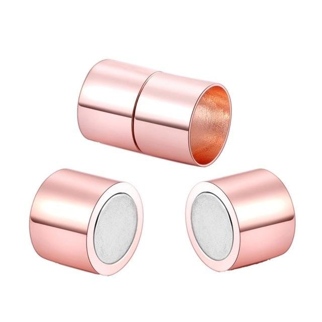 10 PCS DIY Handmade Jewelry Accessories Cylindrical Magnet Buckle Leather Rope Bracelet Necklace Magnetic Buckle, Size:15mm (Rose Red)