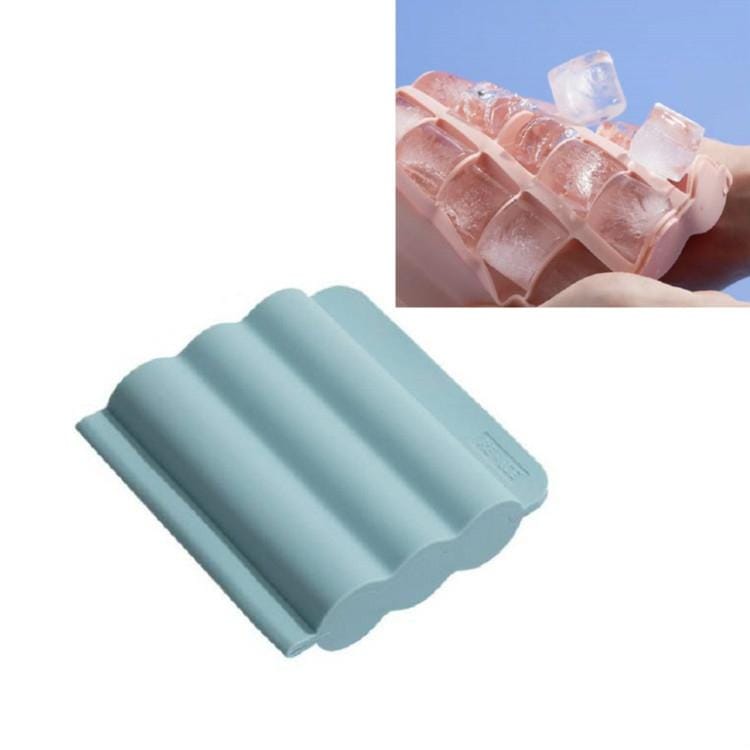 Wavy Multi-cell Ice Cube Mold Food Grade Silicone Ice Cube (Light Blue)