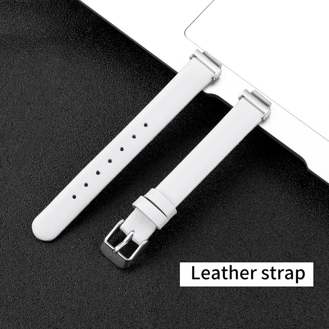 For Fitbit Inspire / Inspire HR Leather Replacement Wrist Strap Watchband with Metal Connector, Size:S (Black)