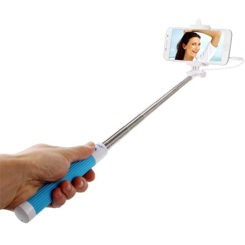 TS900 Portable Wire Controlled Selfie Stick Monopod Extendable Handheld Holder, Max Length: 80cm (Blue)