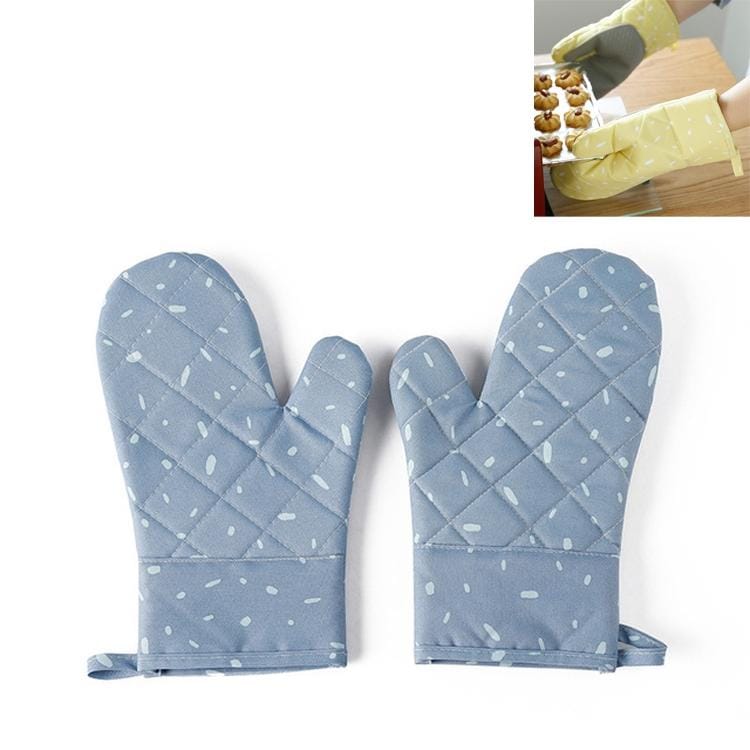 Kitchen Microwave Oven Thickened Silicone Heat-resistant Baking Special Insulation and Anti-scalding Gloves (Blue)