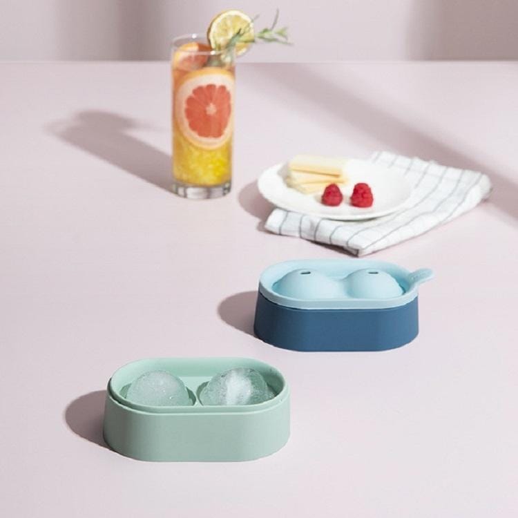 Ice Ball Mold Food Grade Silicone Ice Grid Double Ball Ice Making Mold (Green)