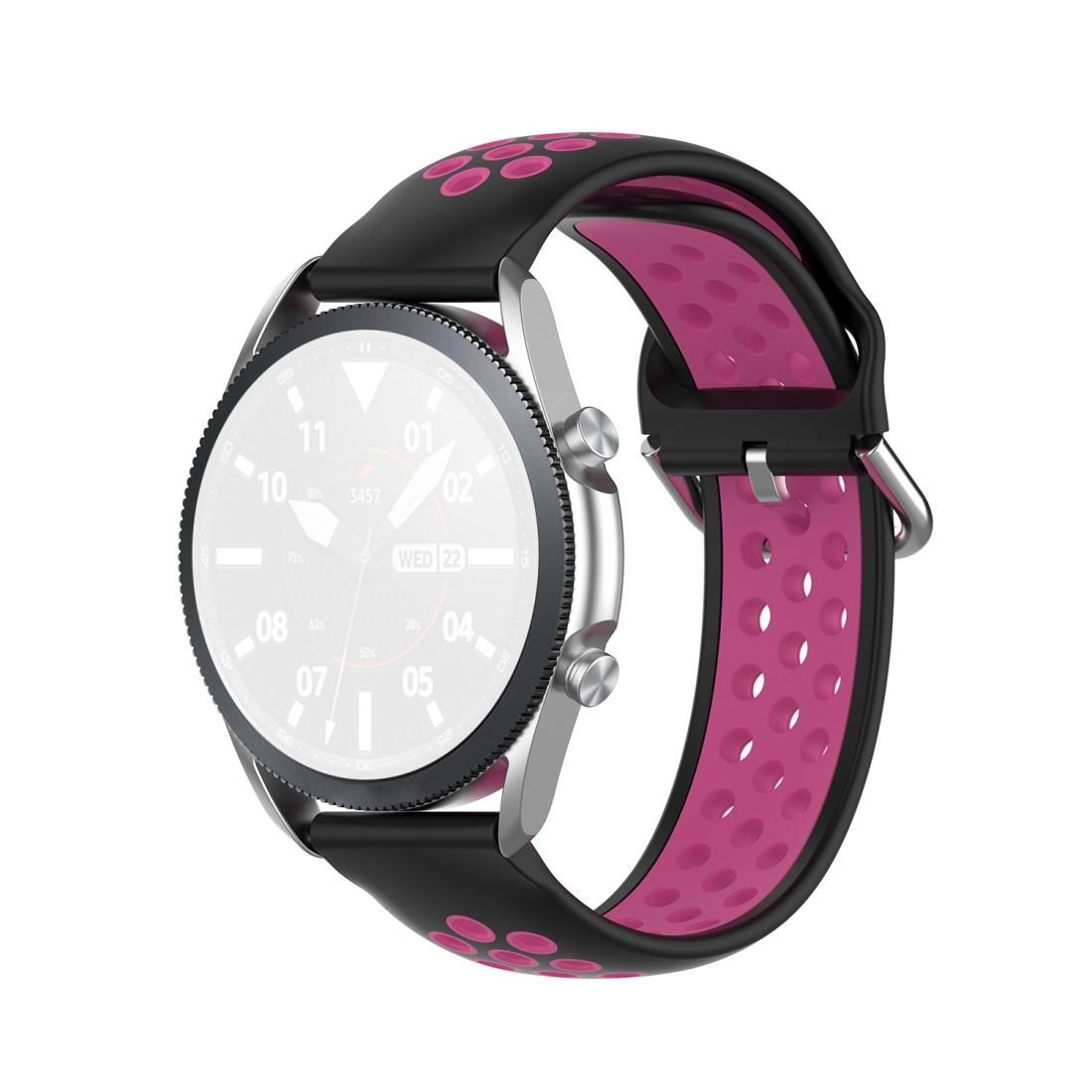 For Galaxy Watch 3 41mm Silicone Sports Two-tone Strap, Size: Free Size 20mm (Black Rose)